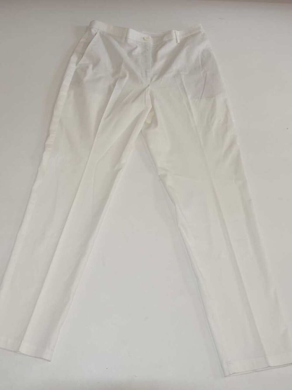 Akris Punto Women's Pants Size 4 White High Rise 28" Inseam Flat Front Cotton
